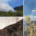 A Positano e Corbara le fiamme lambiscono la strada: disagi per la viabilità