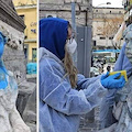 Napoli, associazione ripulisce fontana del Seguro vandalizzata con vernice blu