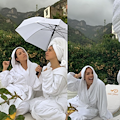 Vacanza piovosa a Positano per l’attrice Patricia Barreto e la make up artist Cynthia Calderon