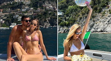 Compleanno in Costa d'Amalfi per la modella Viktoria Varga, moglie dell'ex calciatore Graziano Pellè 