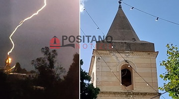 Montepertus, Positano: fulmine colpisce Chiesa Santa Maria delle Grazie /Foto Milena Fusco