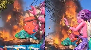 Pontecorvo, carro di Carnevale in fiamme durante la sfilata: ustionato un bambino