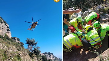 Scivola sul Sentiero degli Dei: escursionista straniero trasferito in elicottero all'ospedale di Salerno 