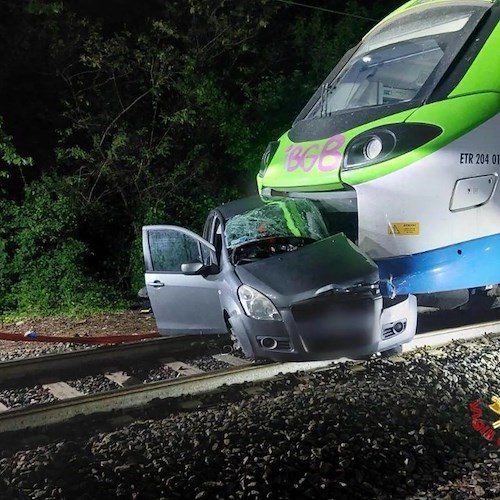 Auto travolta da un treno<br />&copy; Vigili del fuoco