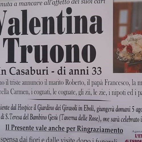 Manifesto funebre di Valentina Truono