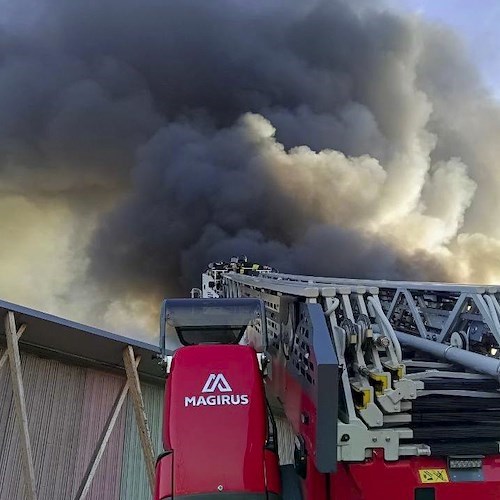 Brianza, vasto incendio divampa nel grande vertical farm di Cavenago<br />&copy; vigili del fuoco