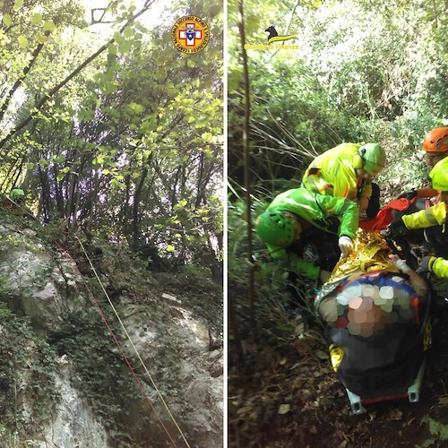 Cercatore di funghi precipita in un dirupo a Montecorvino Rovella<br />&copy; Soccorso Alpino e Speleologico della Campania (CNSAS)