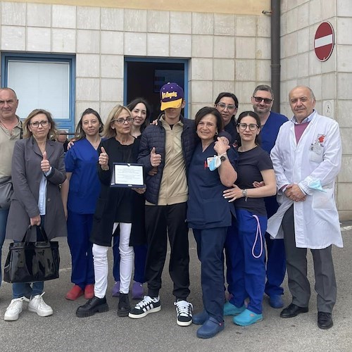 Mario ringrazia i sanitari<br />&copy; Azienda Ospedaliera San Giuseppe Moscati