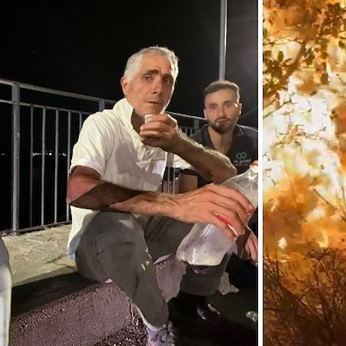 Fabio Fusco e alcuni amici sul luogo dell'incendio a Praiano<br />&copy; Fabio Fusco