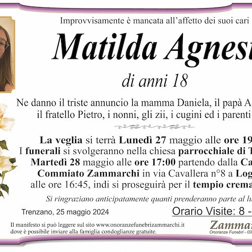 Manifesto funebre di Matilda Agnesi