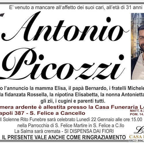 Lutto nel Casertano, il carabiniere Antonio Picozzi muore a soli 31 anni
