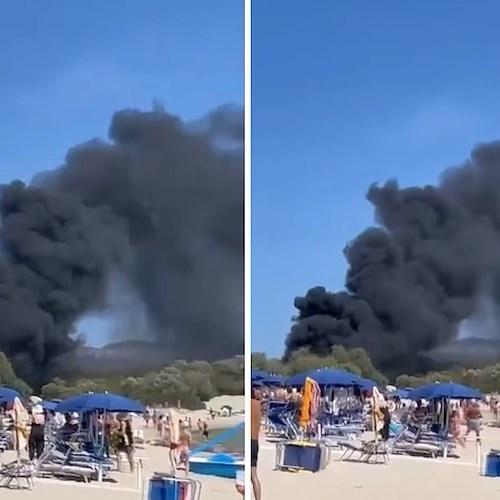 Esplosione sulla spiaggia di Bados<br />&copy; Foto tratte dal video di Canale 48 Web Tv