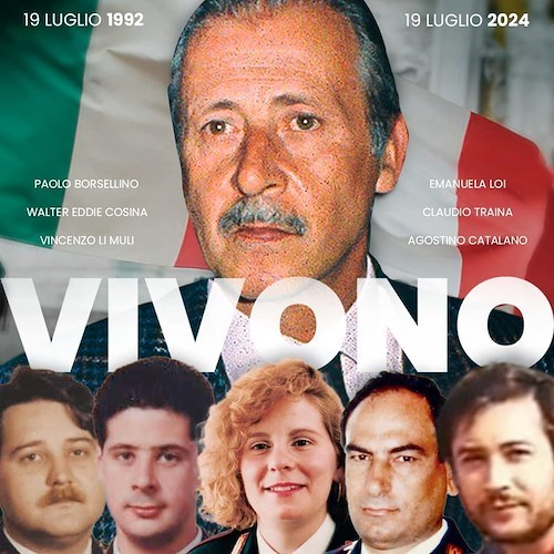 Paolo Borsellino e gli agenti della sua scorta