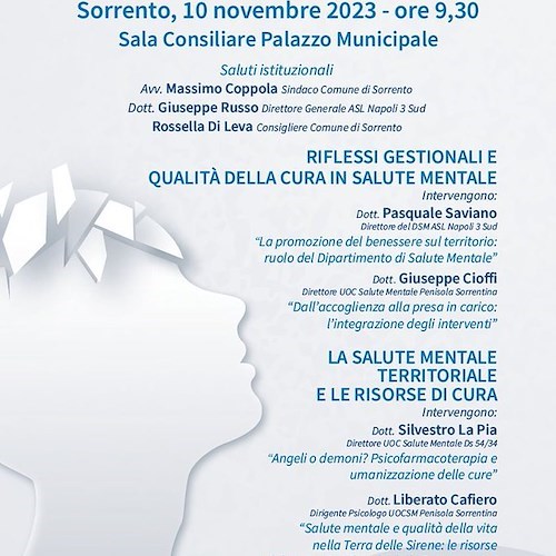 Salute mentale e territorio nella Terra delle Sirene: 10 novembre il convegno a Sorrento