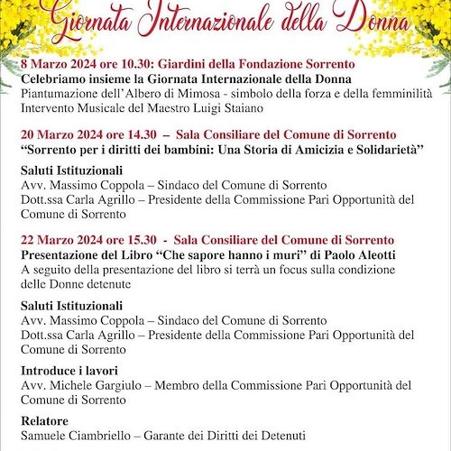 Sorrento, tre eventi per celebrare la Giornata internazionale della donna / PROGRAMMA