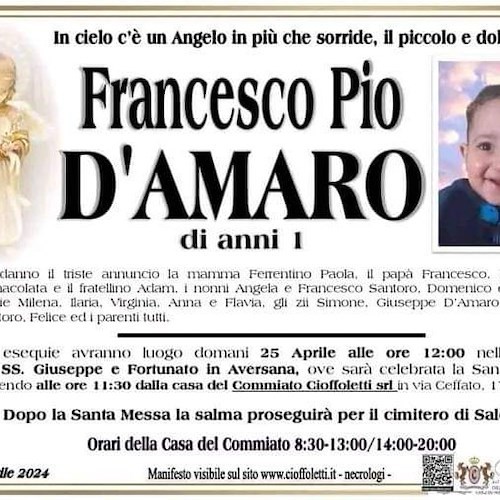 Manifesto funebre di Francesco Pio D'Amaro